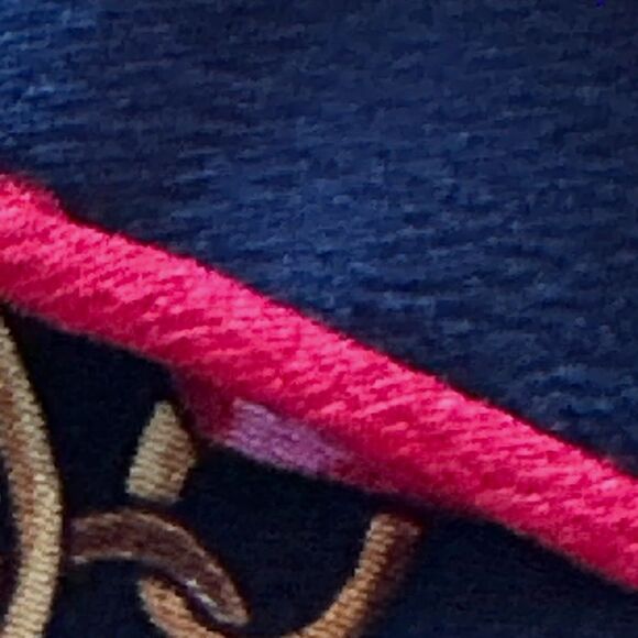 Vintage BILL BLASS SILK  roses, pocket watches, chain scarf-black red gold - Picture 9 of 9